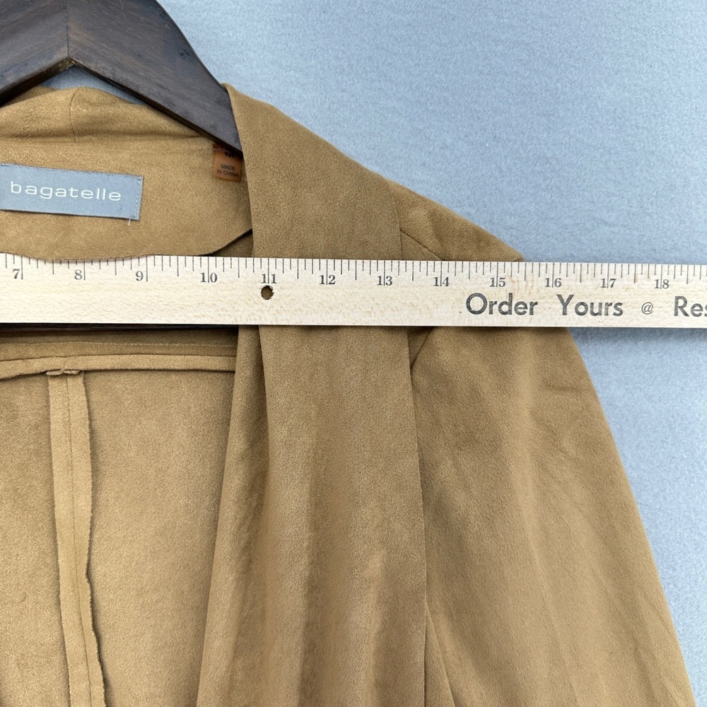 Bagatelle Womens Tan Faux Suede Open Front Draped Waterfall Cardigan Jacket M - Picture 8 of 10
